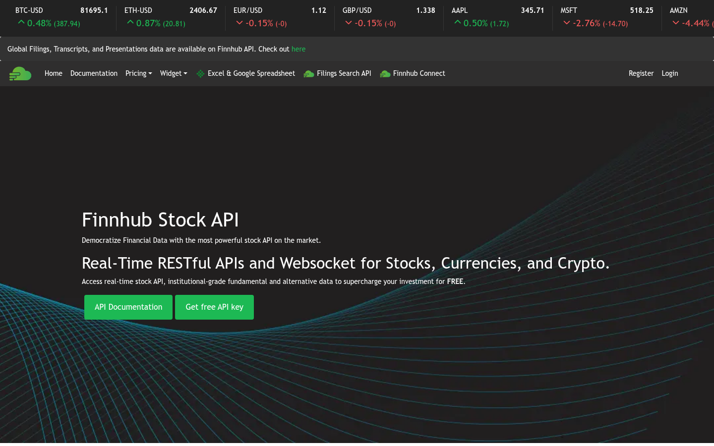 Homepage of the website, as captured
