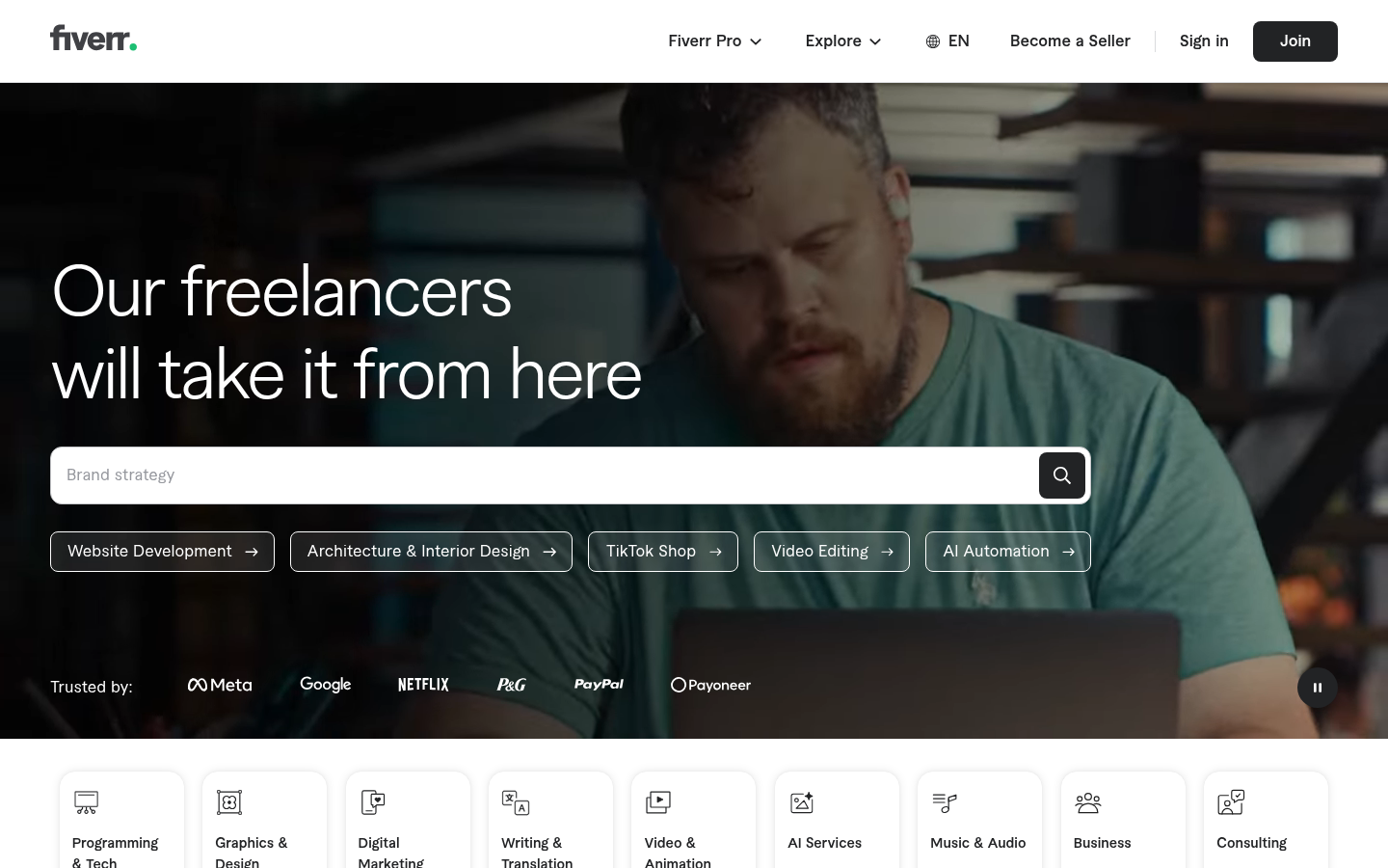 Homepage of the website, as captured