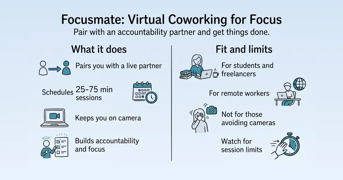 Focusmate at a glance