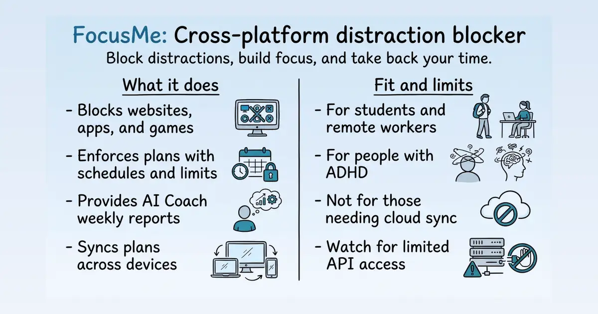 FocusMe at a glance