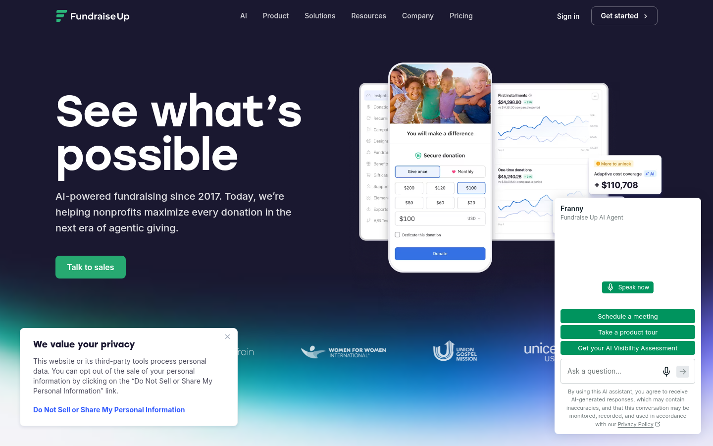 Homepage of the website, as captured