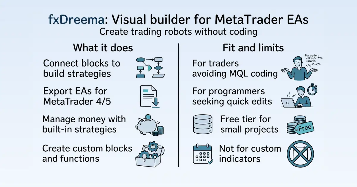 fxDreema Expert Advisor Builder at a glance