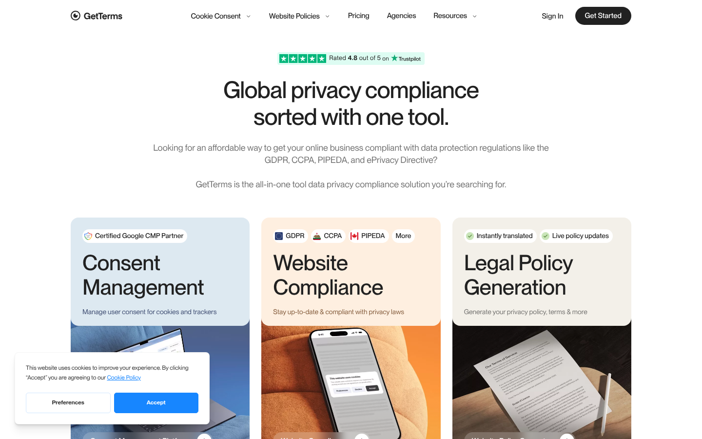 Homepage of the website, as captured