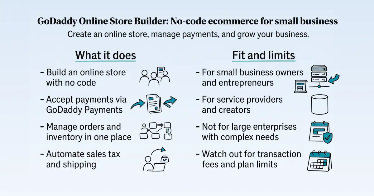 GoDaddy Online Store Builder at a glance