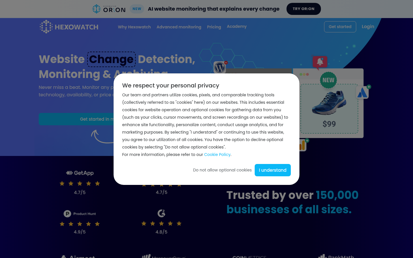 Homepage of the website, as captured