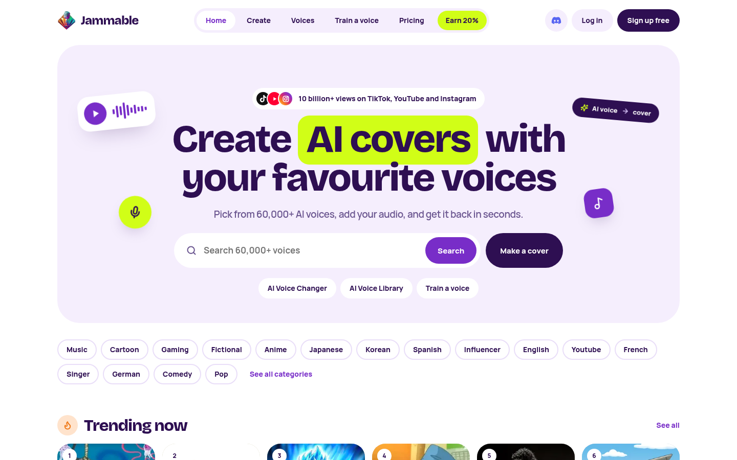 Homepage of the website, as captured