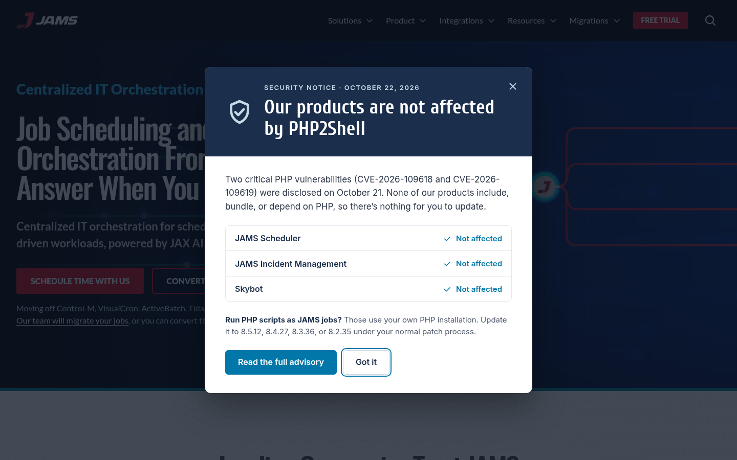 Homepage of the website, as captured