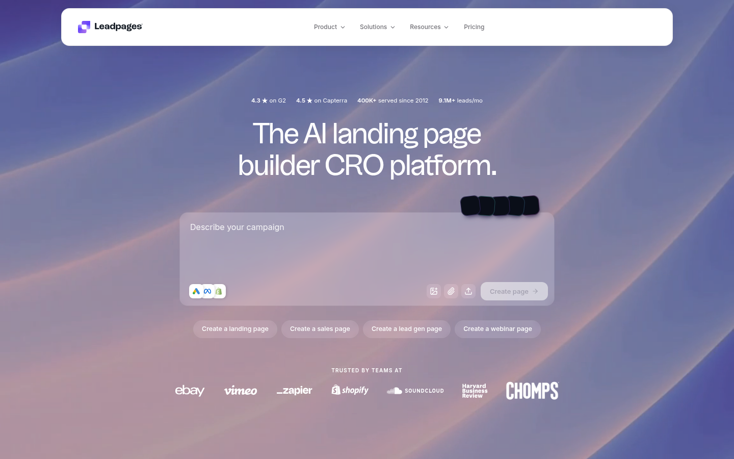 Homepage of the website, as captured