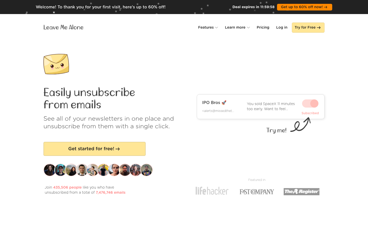 Homepage of the website, as captured