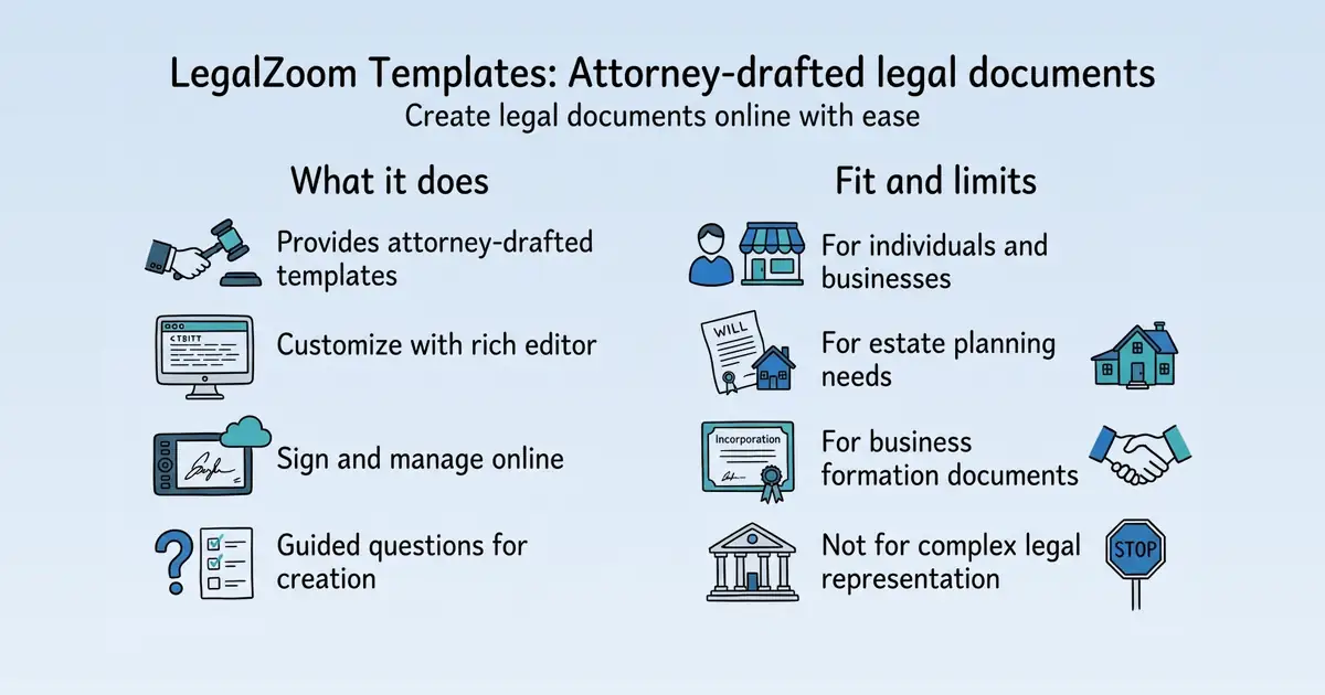 LegalZoom Templates at a glance