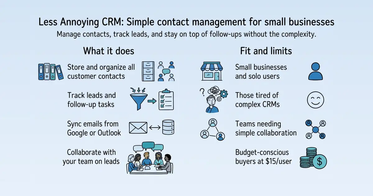 Less Annoying CRM at a glance