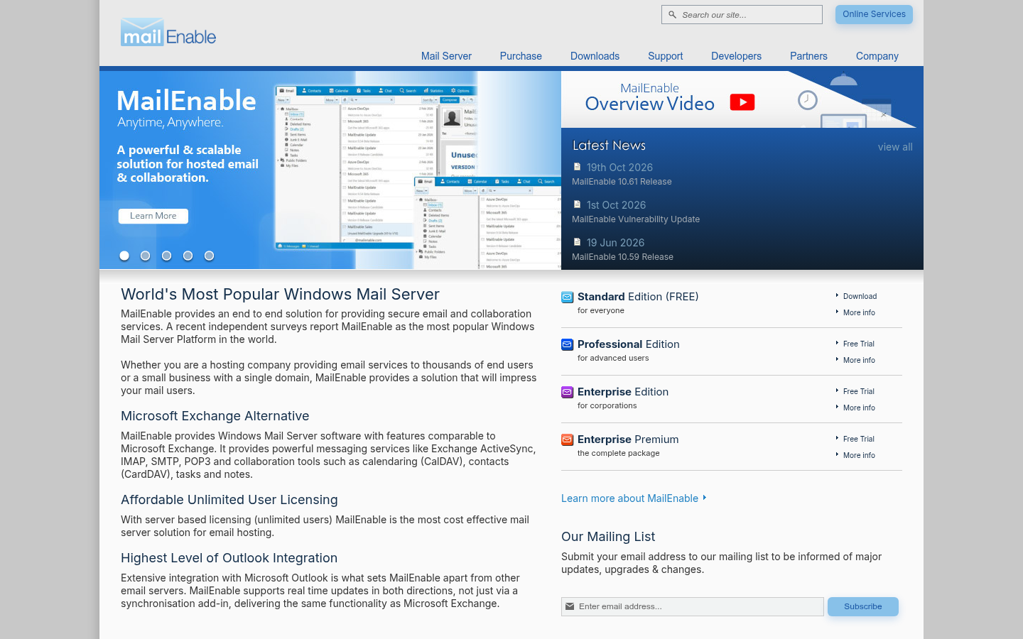 Homepage of the website, as captured