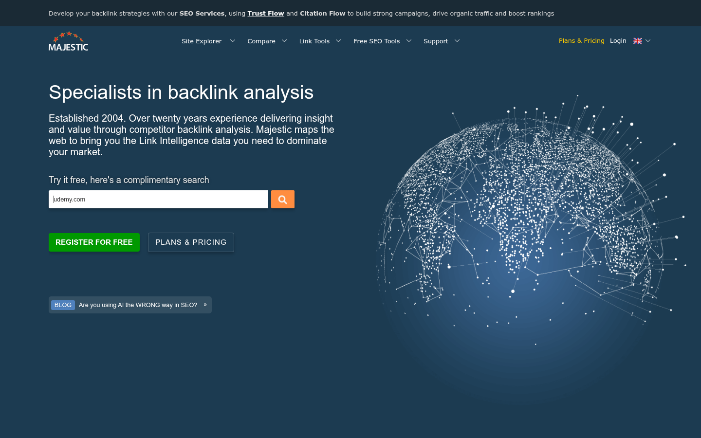 Homepage of the website, as captured