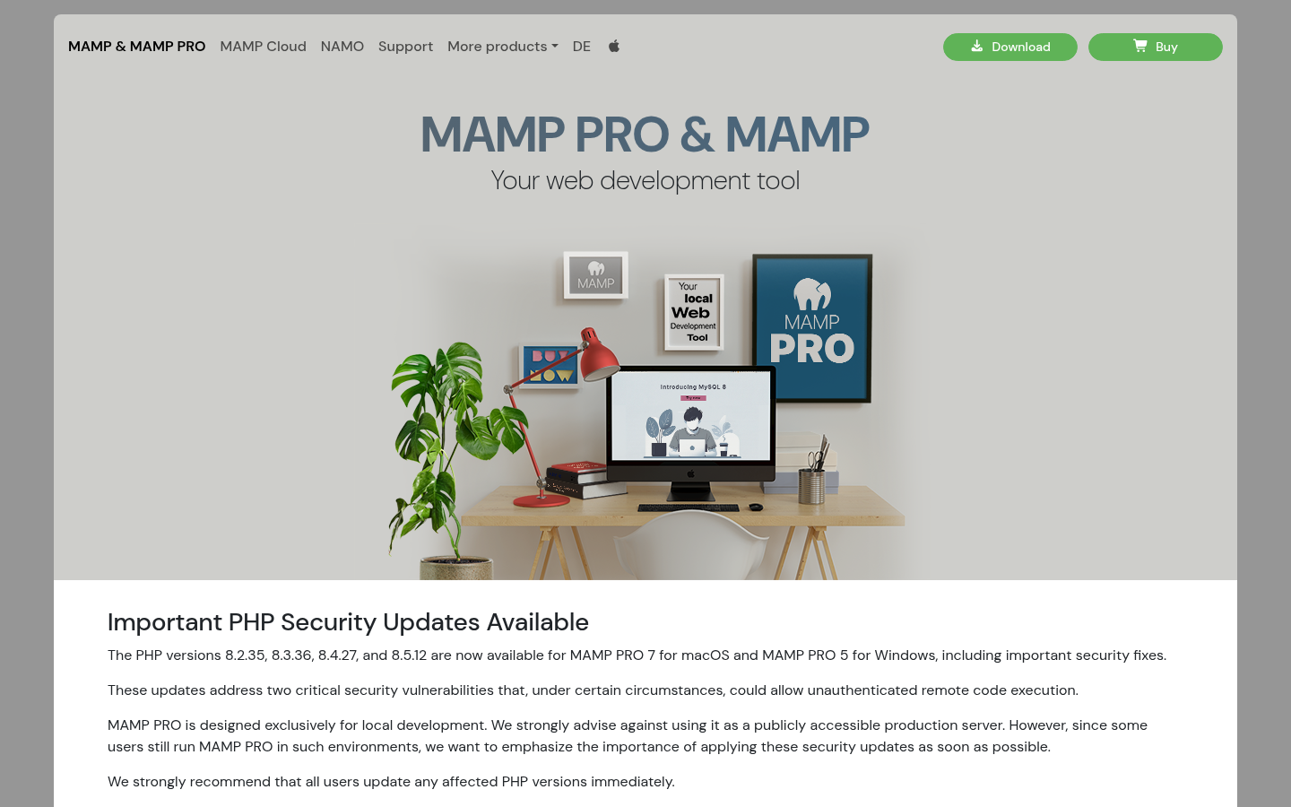 Homepage of the website, as captured