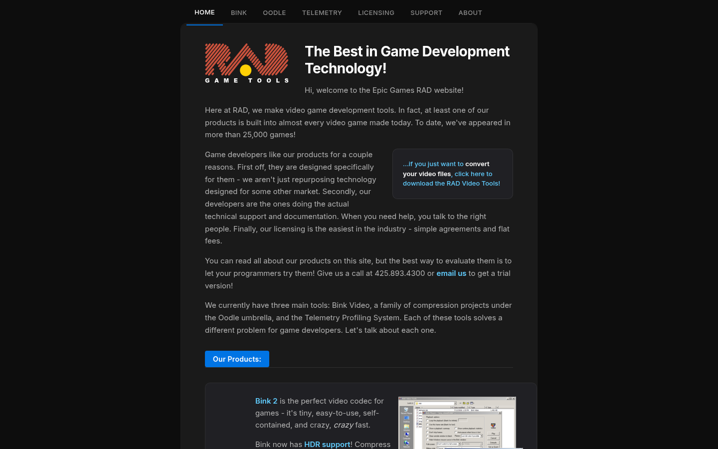 Homepage of the website, as captured