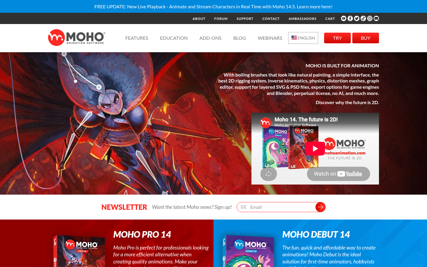 Homepage of the website, as captured