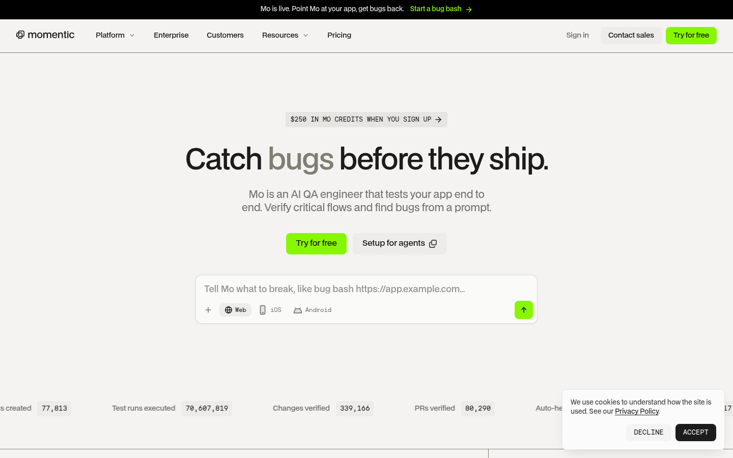 Homepage of the website, as captured