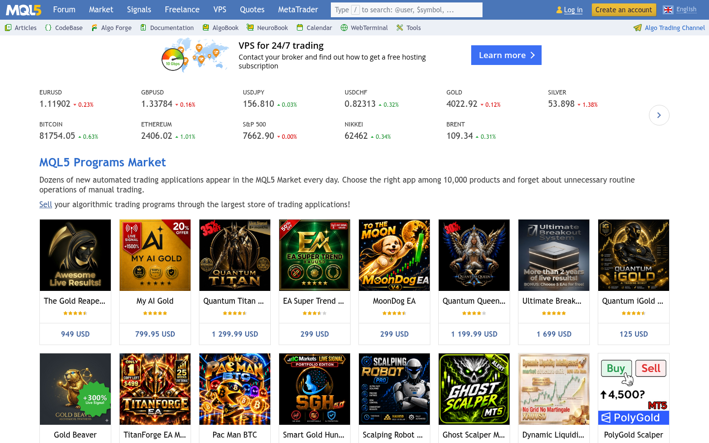 Homepage of the website, as captured
