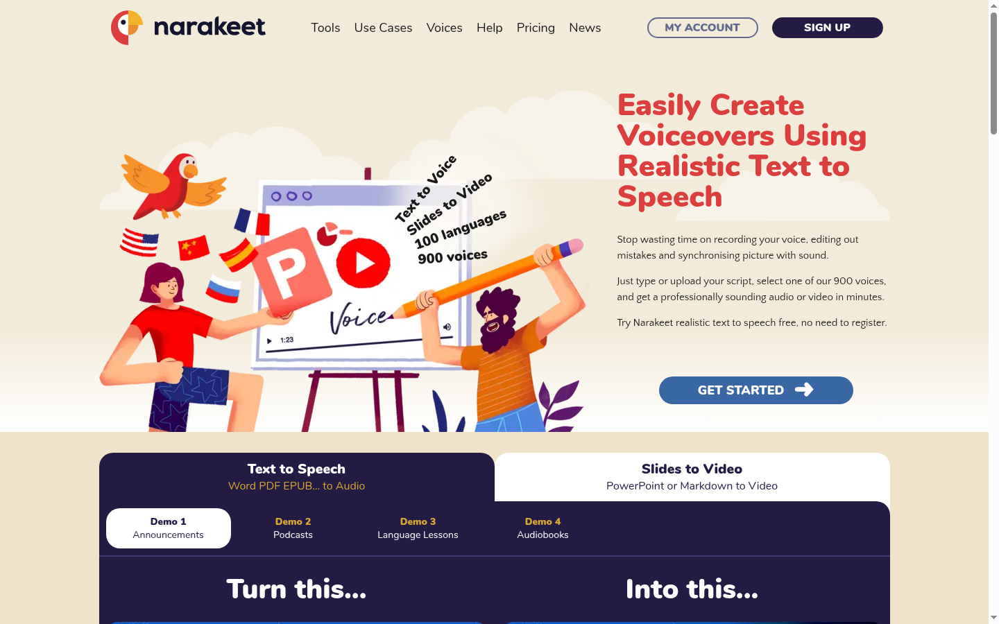 Homepage of the website, as captured