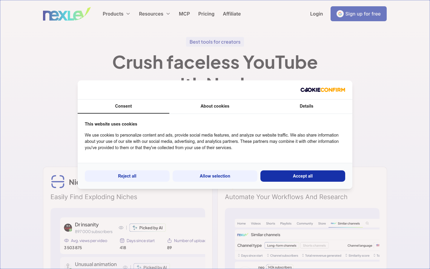 Homepage of the website, as captured