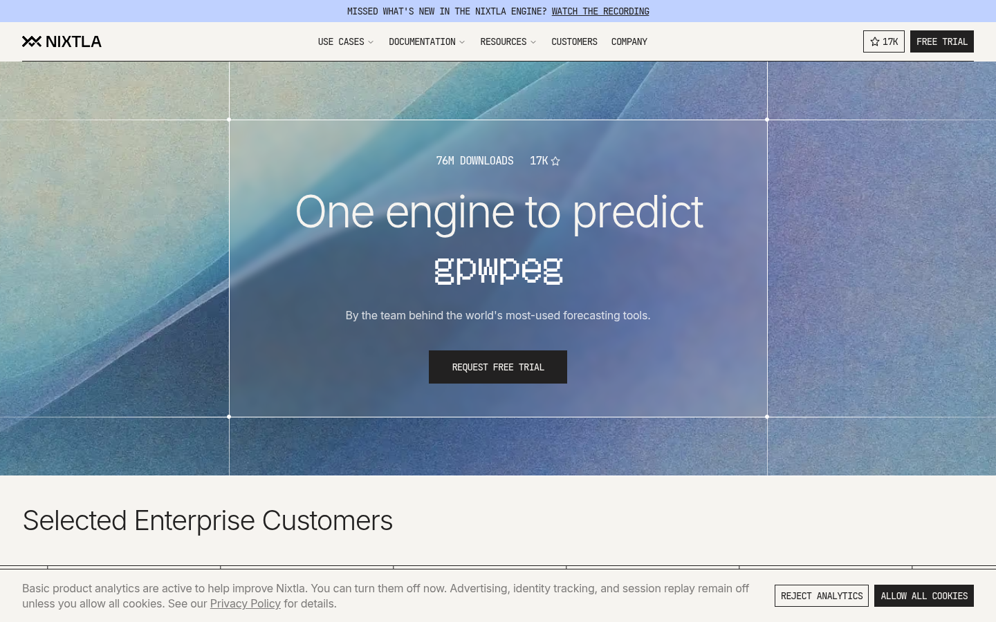 Homepage of the website, as captured