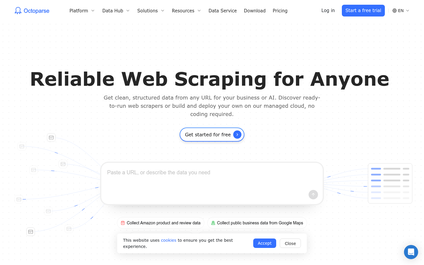 Homepage of the website, as captured