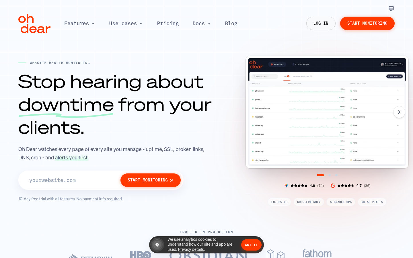 Homepage of the website, as captured