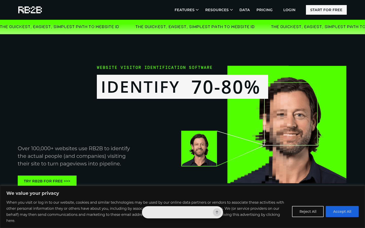 Homepage of the website, as captured