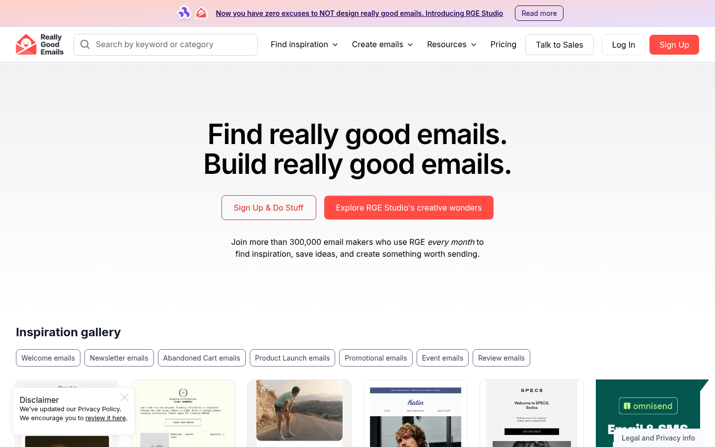 Homepage of the website, as captured