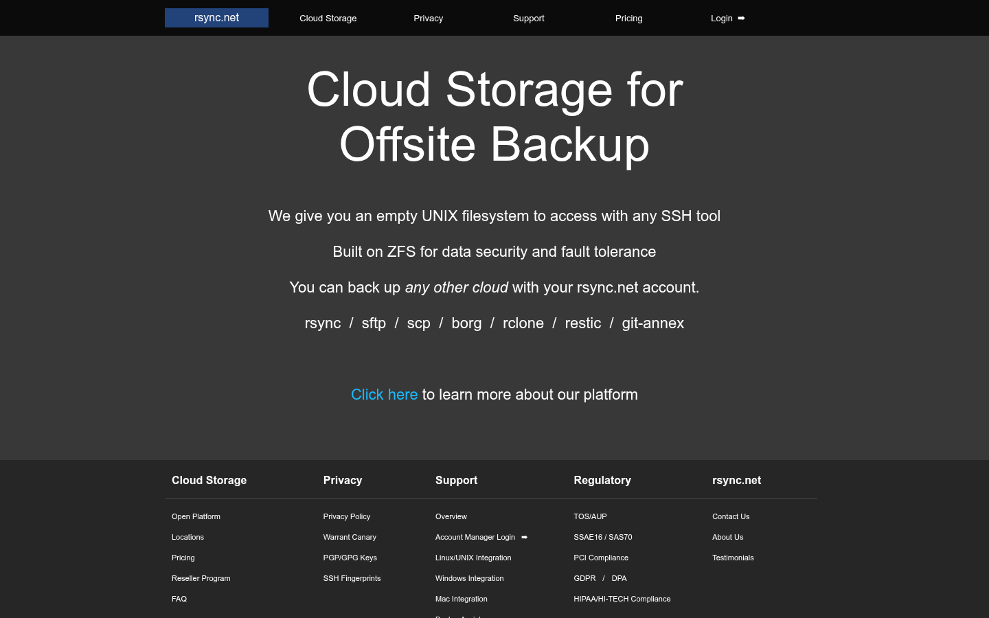 Homepage of the website, as captured