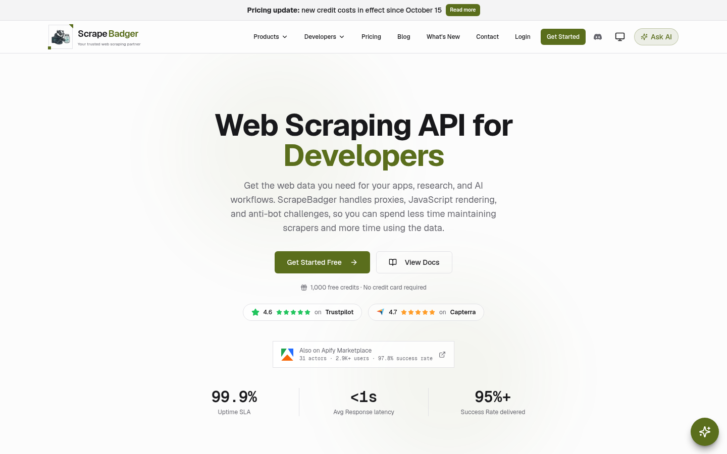Homepage of the website, as captured