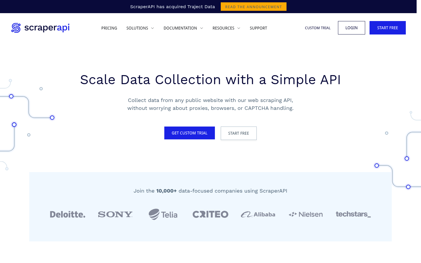 Homepage of the website, as captured