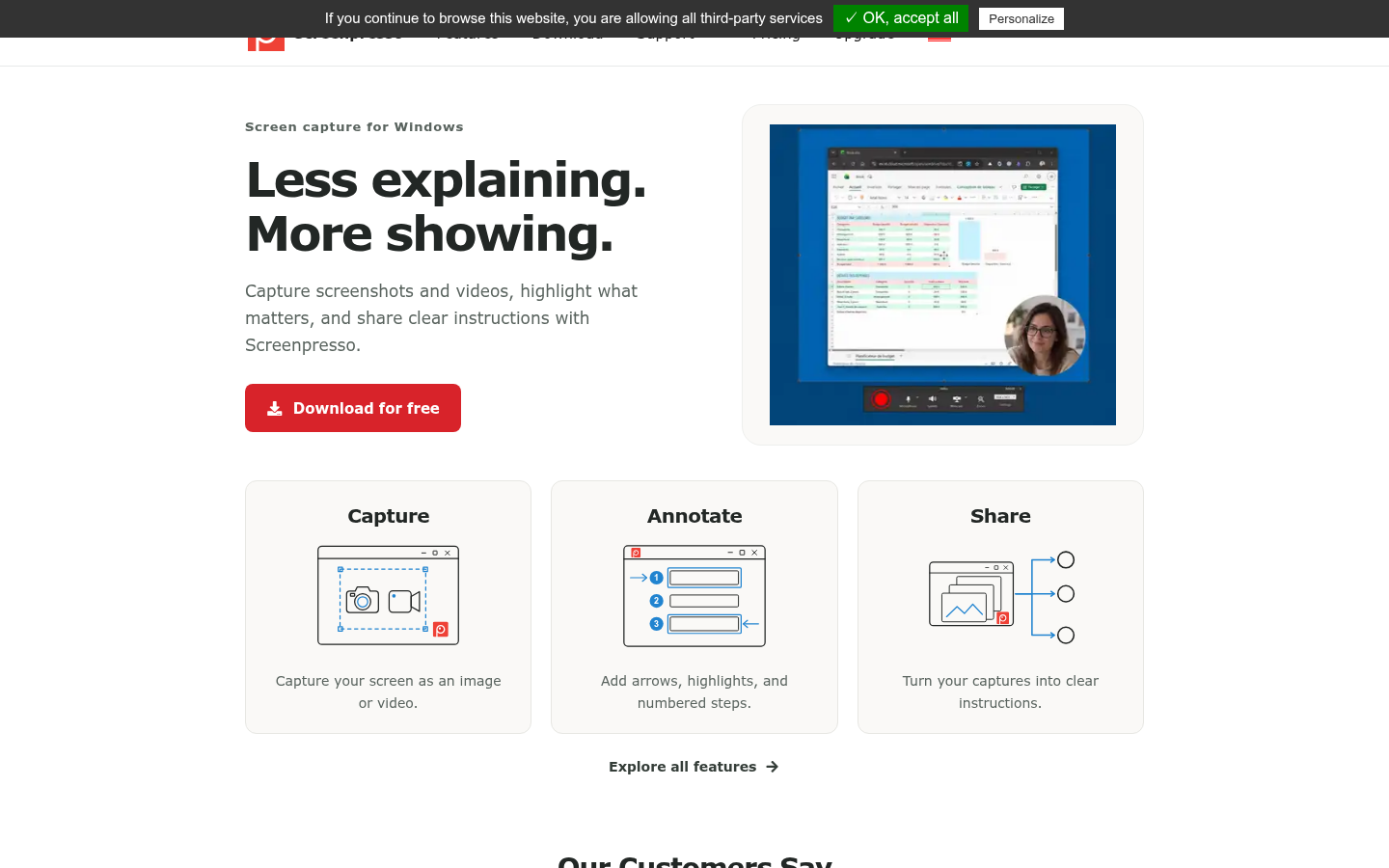 Homepage of the website, as captured