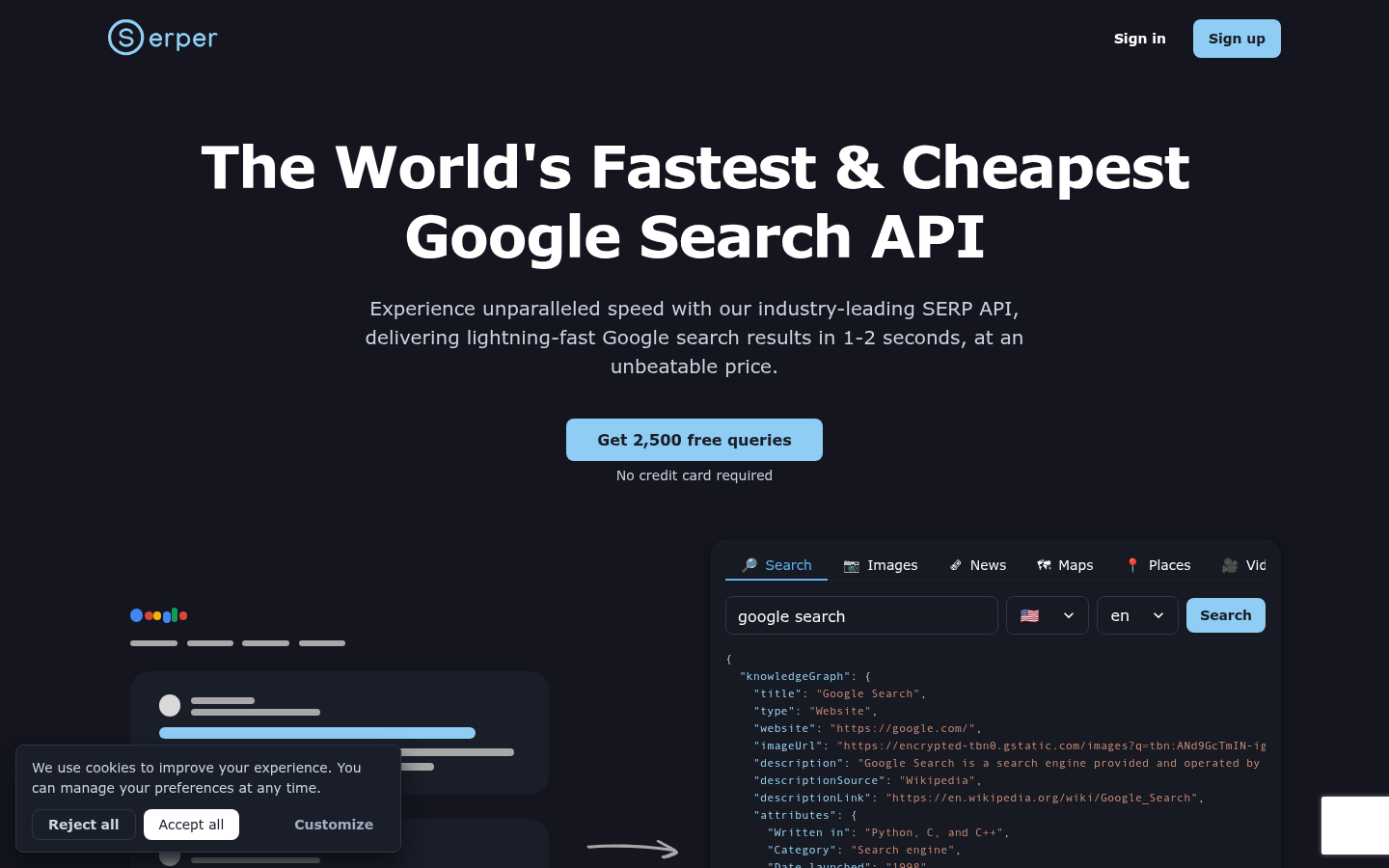 Homepage of the website, as captured