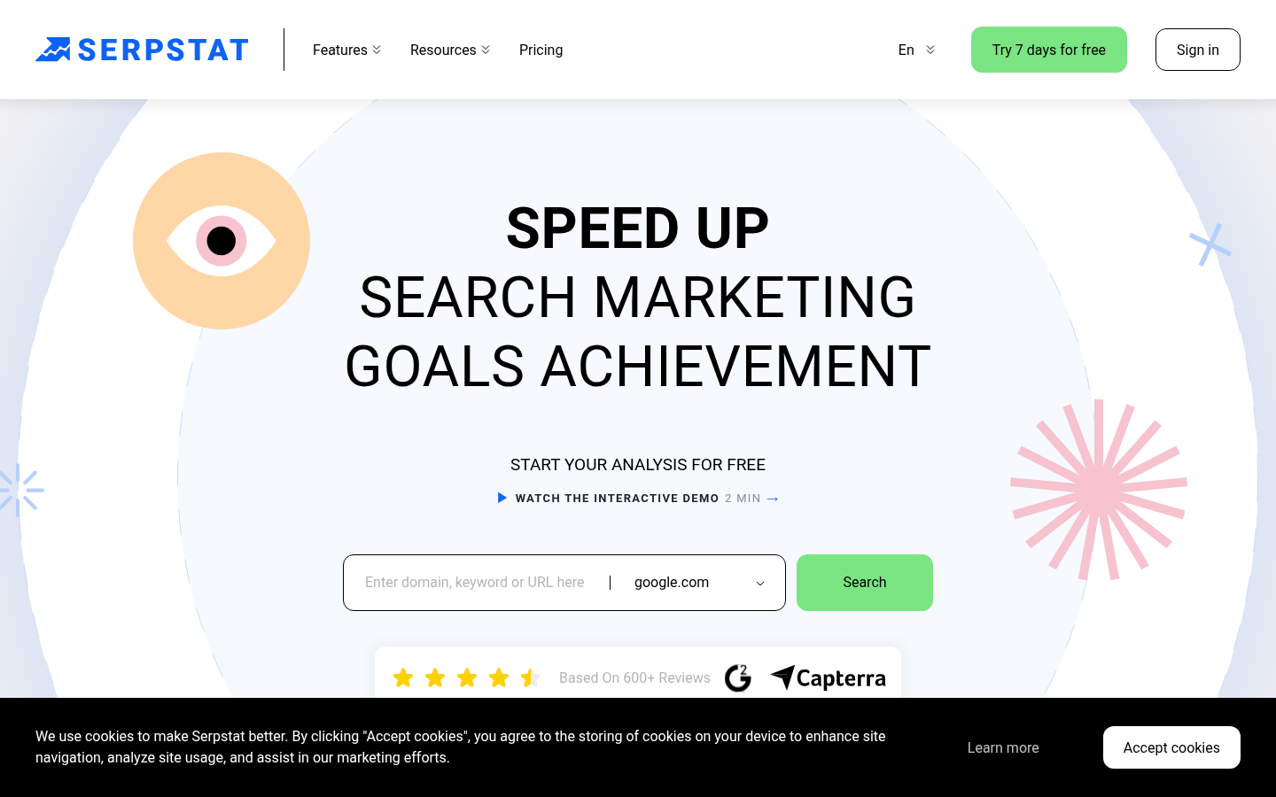 Homepage of the website, as captured