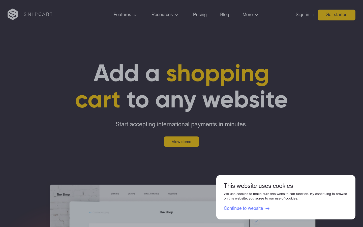 Homepage of the website, as captured