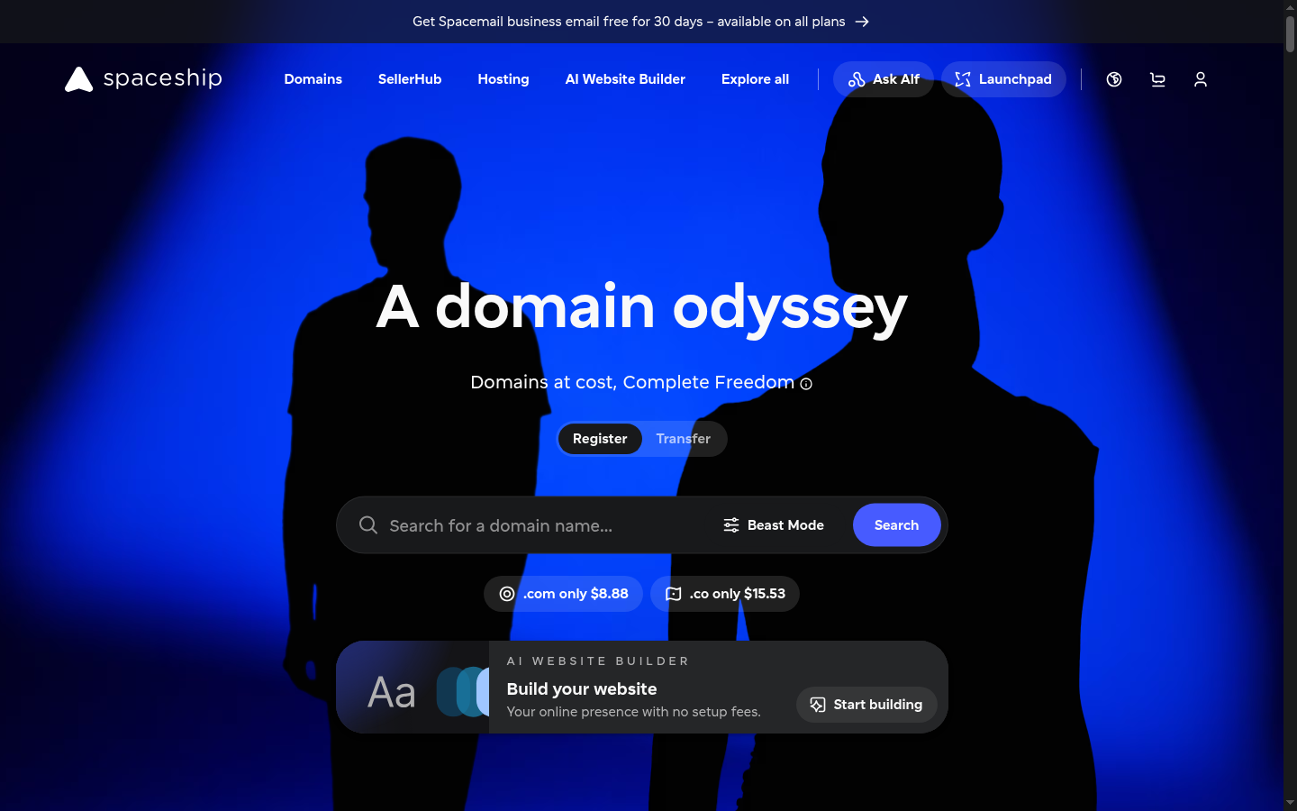 Homepage of the website, as captured