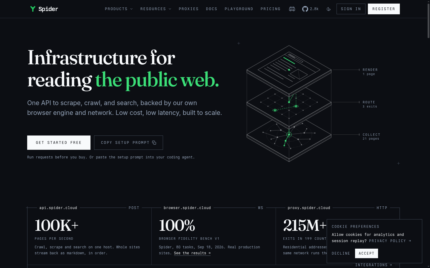 Homepage of the website, as captured