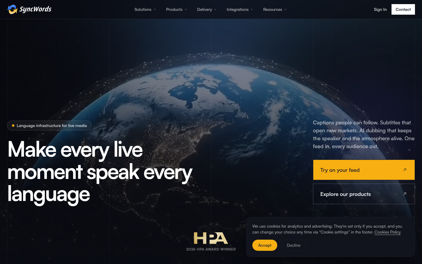 Homepage of the website, as captured