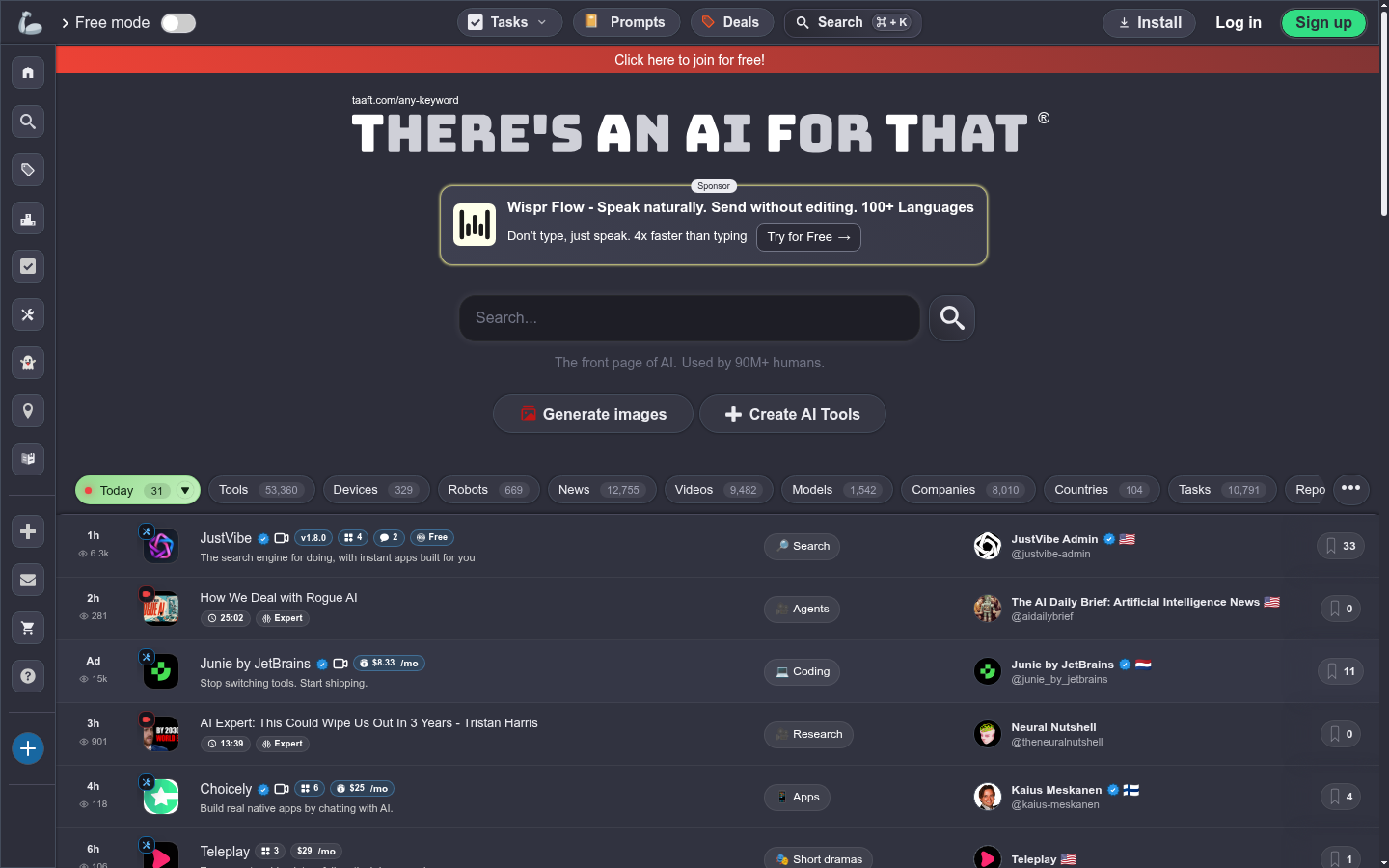 Homepage of the website, as captured
