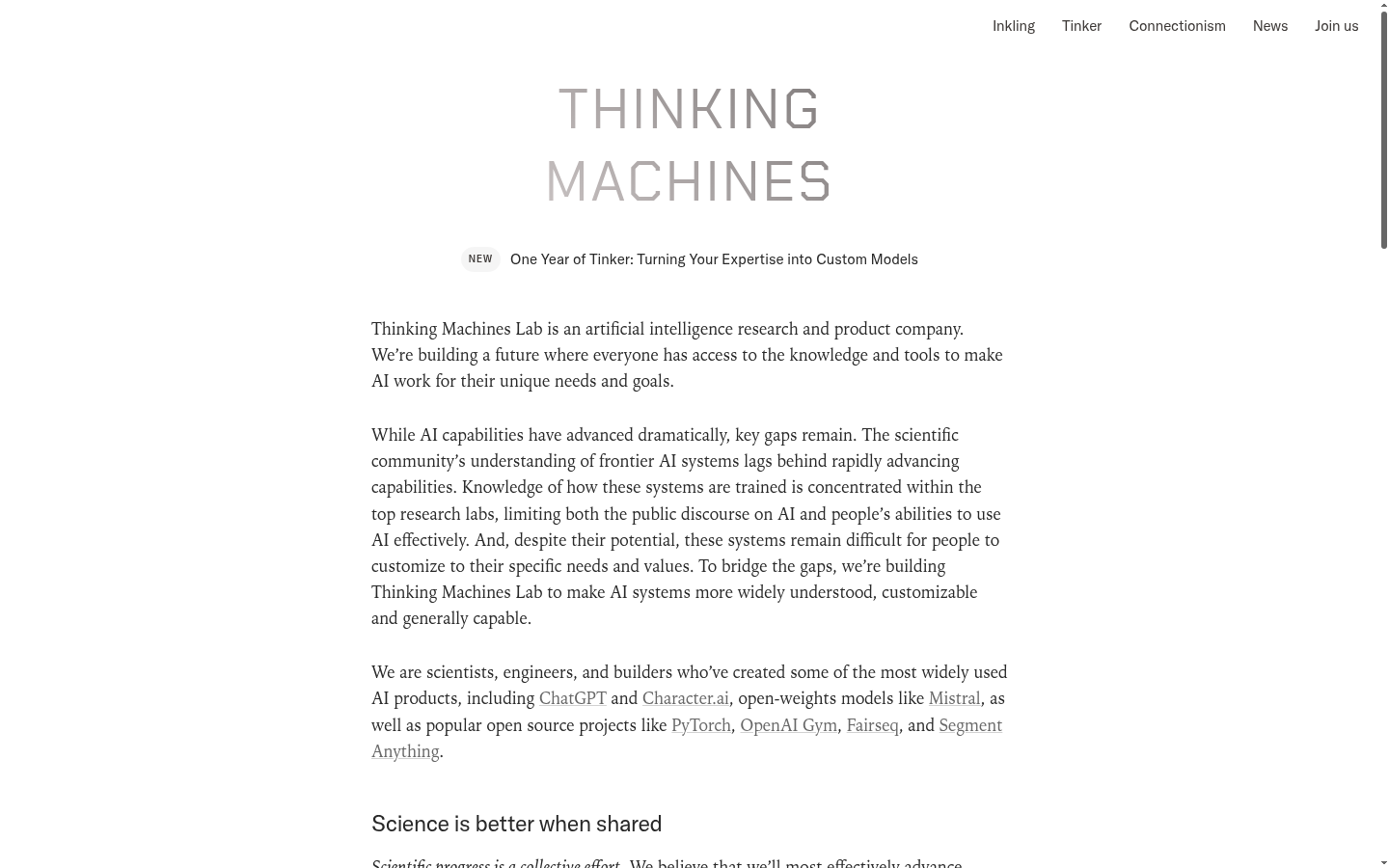 Homepage of the website, as captured