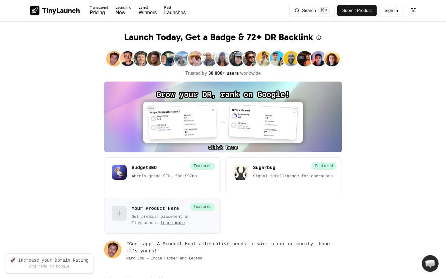 Homepage of the website, as captured