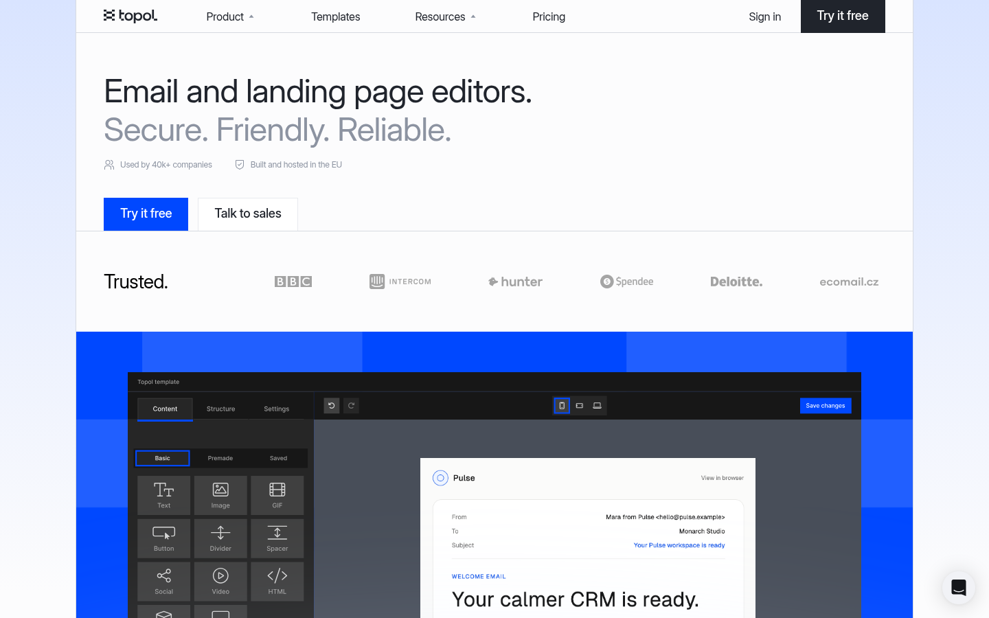 Homepage of the website, as captured
