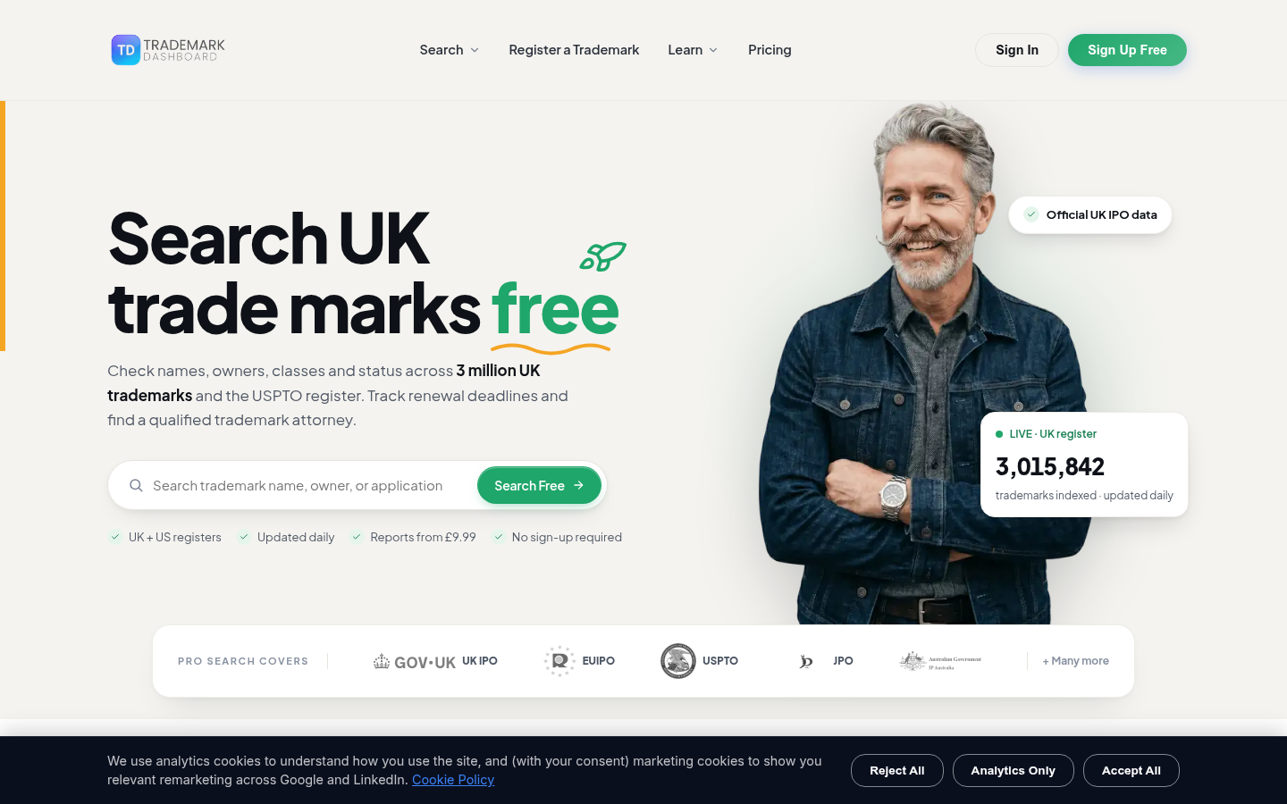 Homepage of the website, as captured