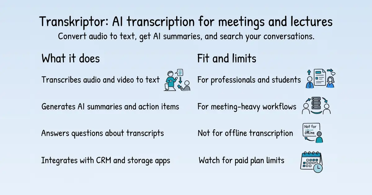 Transkriptor at a glance