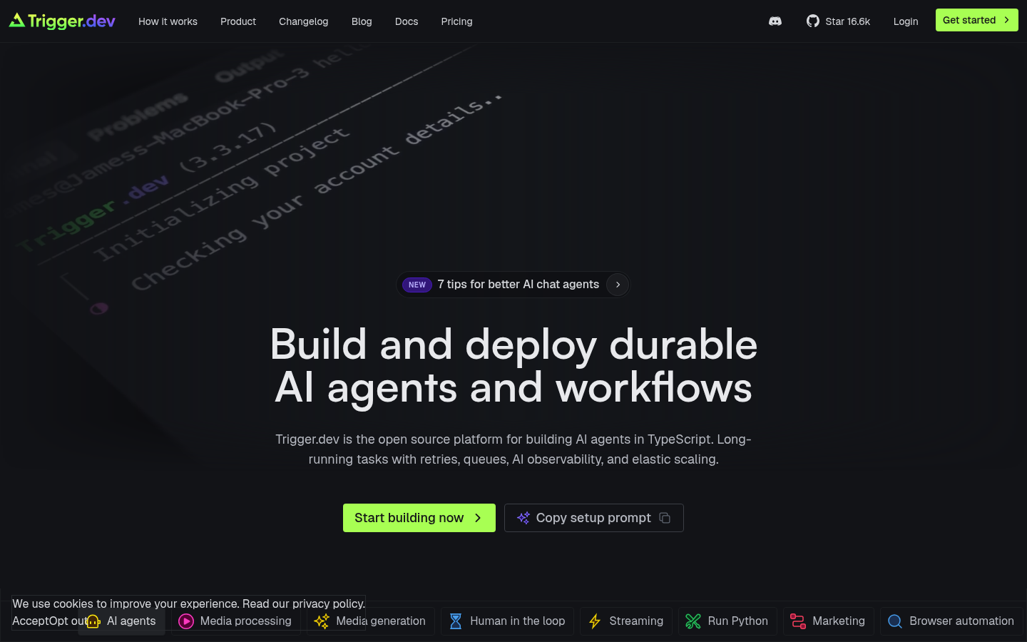 Homepage of the website, as captured