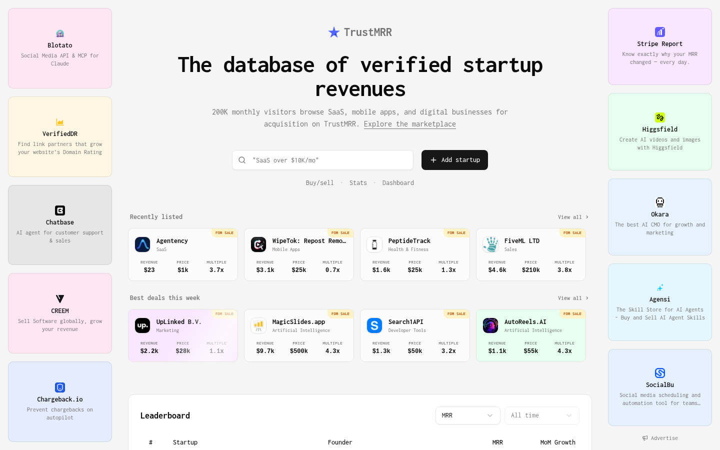 Homepage of the website, as captured