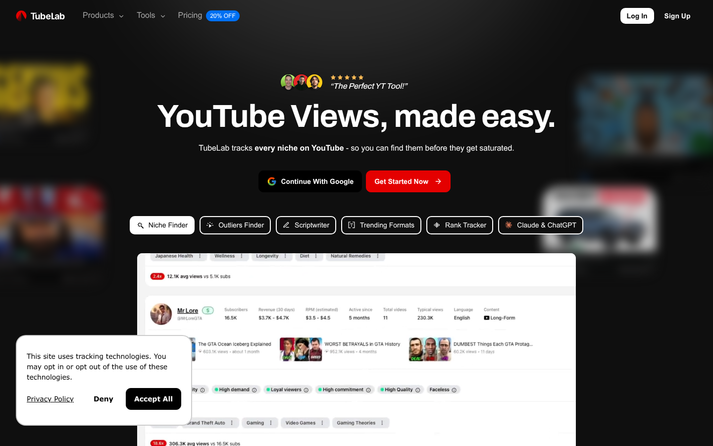 Homepage of the website, as captured