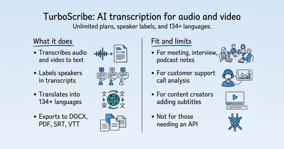 TurboScribe at a glance