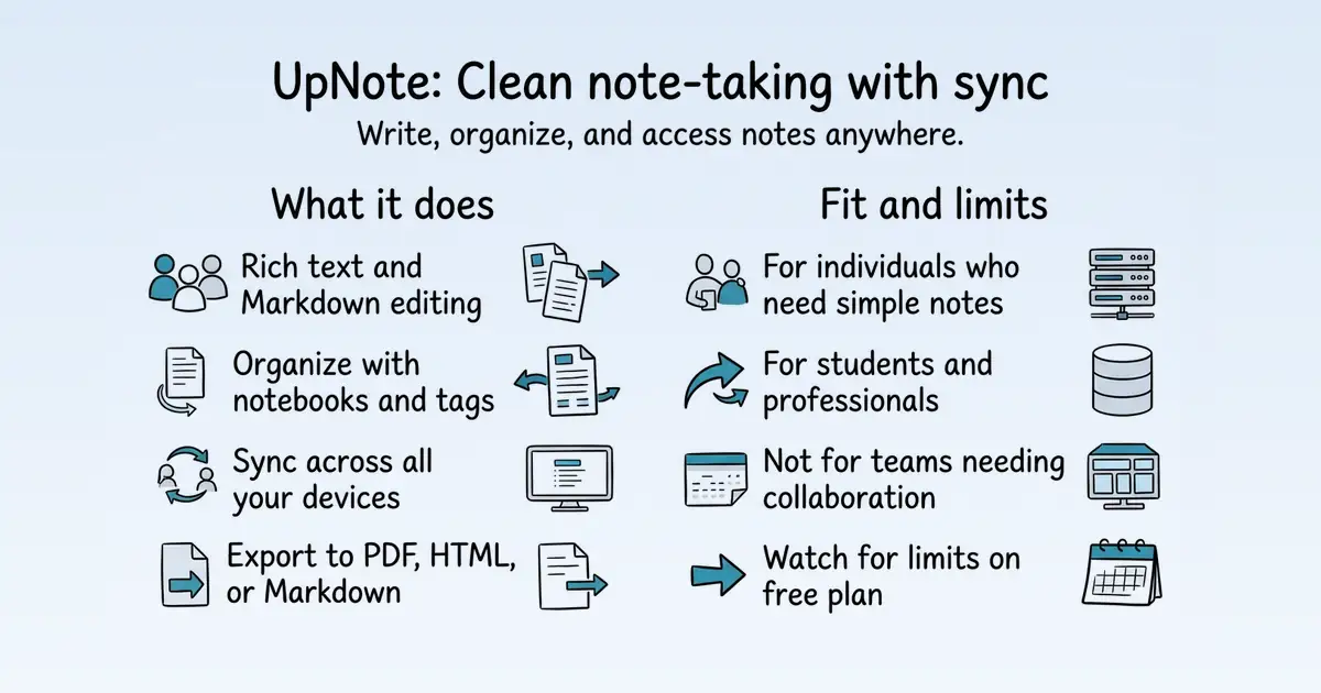 UpNote at a glance